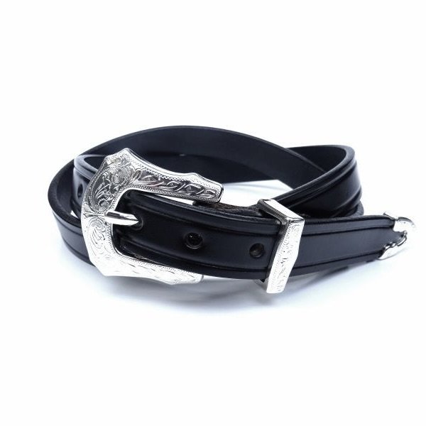画像1: TORY LEATHER (トリーレザー) NICKEL 3/4 WESTERN BELT ブラック (1)