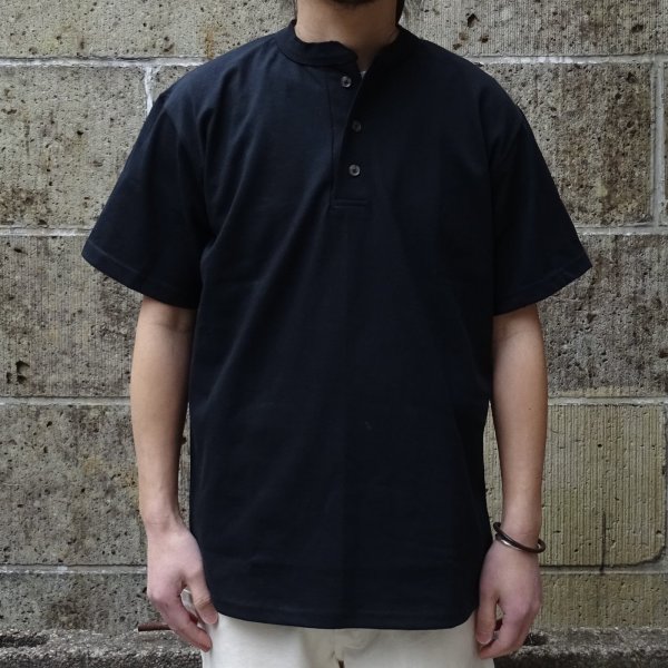 画像1: CalCru (カルクルー) 3 Button 7.2 oz Henley ブラック (1)