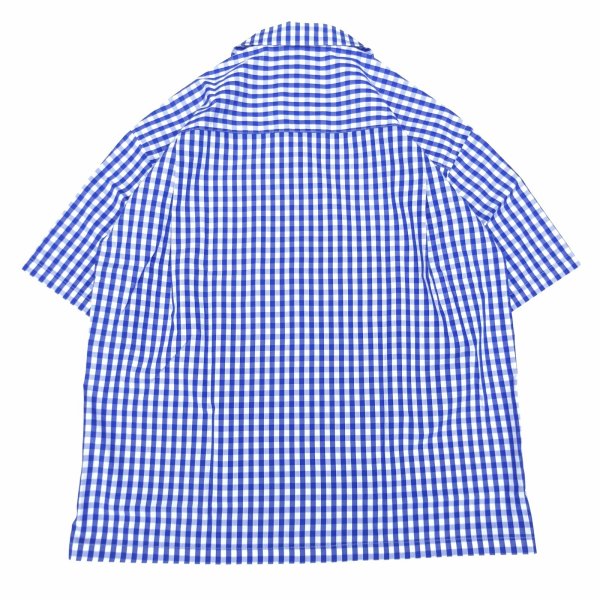 画像2: SERO (セロ) SHORT SLEEVE OPEN COLLAR GINGHAM ブルー×ホワイト (2)