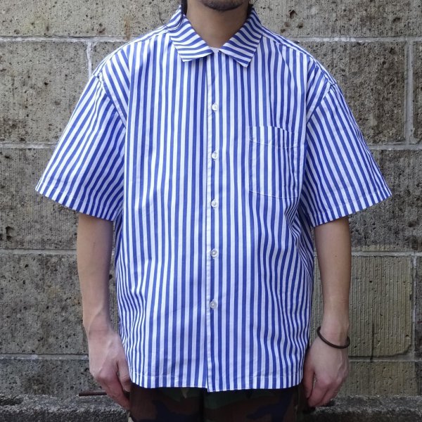 画像5: SERO (セロ) SHORT SLEEVE OPEN COLLAR STRIPE ブルー×ホワイト (5)
