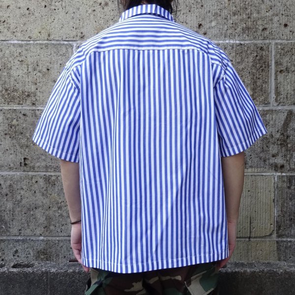 画像7: SERO (セロ) SHORT SLEEVE OPEN COLLAR STRIPE ブルー×ホワイト (7)