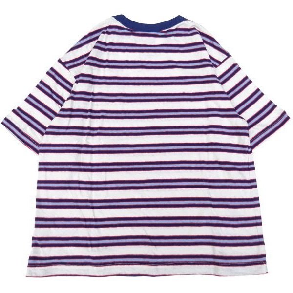 画像2: THOUSAND MILE (サウザンドマイル) SHORT SLEEVE MULTI BORDER T-SHIRT 白×赤×紺×青 (2)