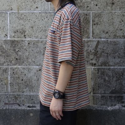 画像2: THOUSAND MILE (サウザンドマイル) SHORT SLEEVE MULTI BORDER T-SHIRT 茶×薄茶×紺