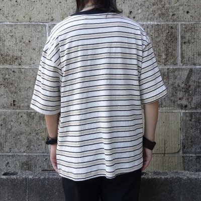 画像3: THOUSAND MILE (サウザンドマイル) SHORT SLEEVE MULTI BORDER T-SHIRT 白×黒×ベージュ