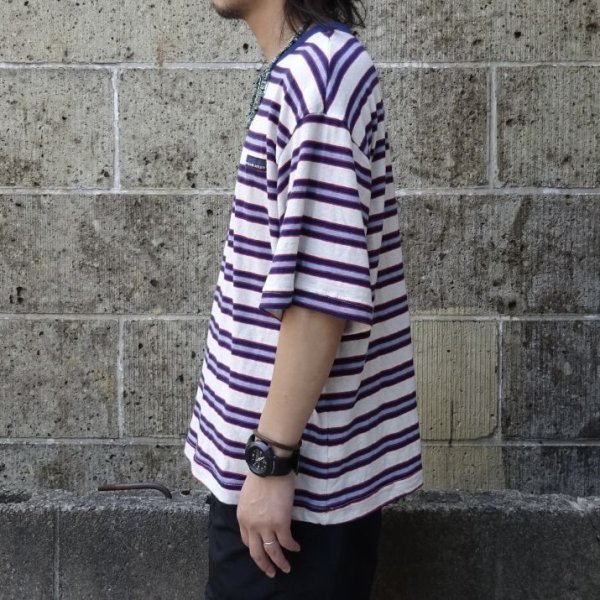 画像6: THOUSAND MILE (サウザンドマイル) SHORT SLEEVE MULTI BORDER T-SHIRT 白×赤×紺×青 (6)