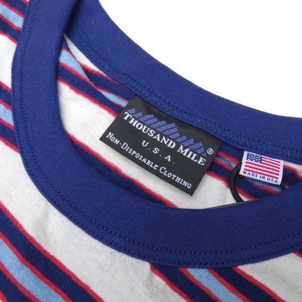 画像3: THOUSAND MILE (サウザンドマイル) SHORT SLEEVE MULTI BORDER T-SHIRT 白×赤×紺×青 (3)