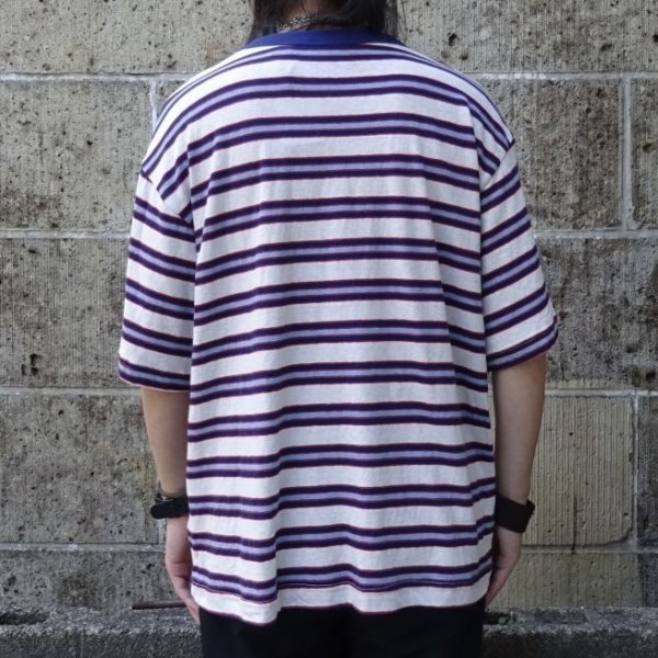 画像7: THOUSAND MILE (サウザンドマイル) SHORT SLEEVE MULTI BORDER T-SHIRT 白×赤×紺×青 (7)