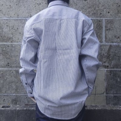 画像3: KEY (キー) Long Sleeve Button Front Logger Shirt ヒッコリーストライプ