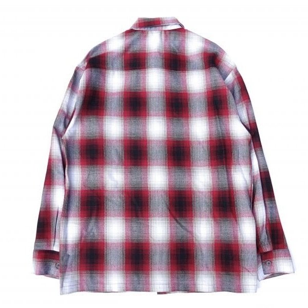 画像2: CalTop (キャルトップ) OMBRE CHECK L/S SHIRTS レッド/ホワイト (2)