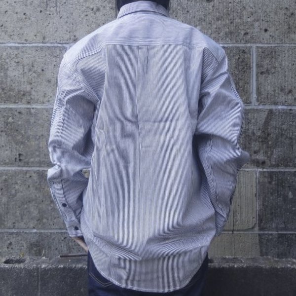 画像9: KEY (キー) Long Sleeve Button Front Logger Shirt ヒッコリーストライプ (9)