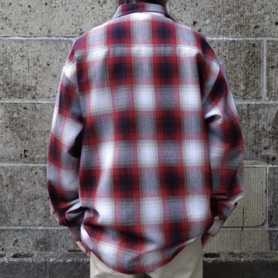 画像3: CalTop (キャルトップ) OMBRE CHECK L/S SHIRTS レッド/ホワイト