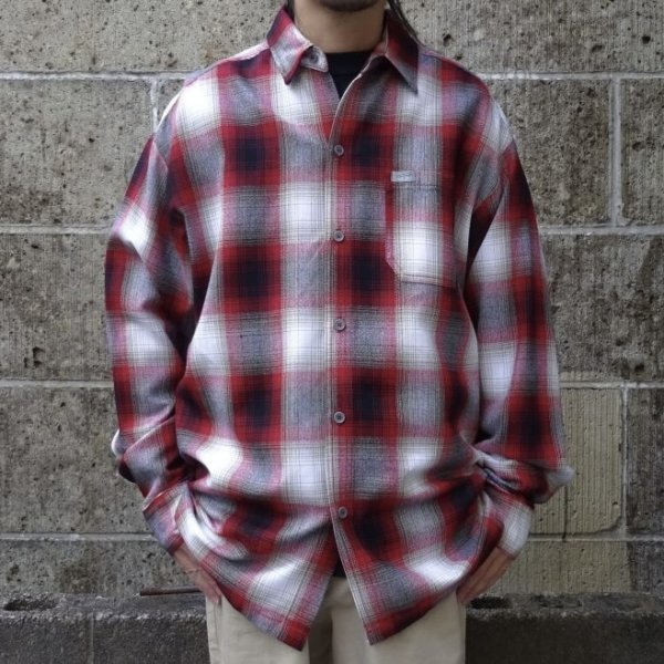 画像5: CalTop (キャルトップ) OMBRE CHECK L/S SHIRTS レッド/ホワイト (5)