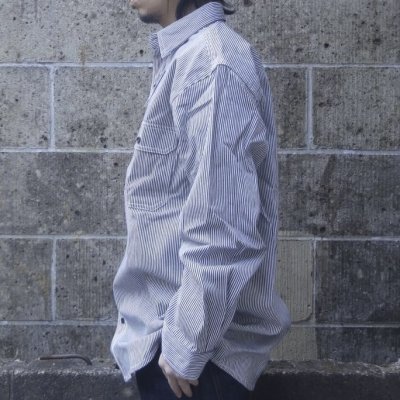 画像2: KEY (キー) Long Sleeve Button Front Logger Shirt ヒッコリーストライプ