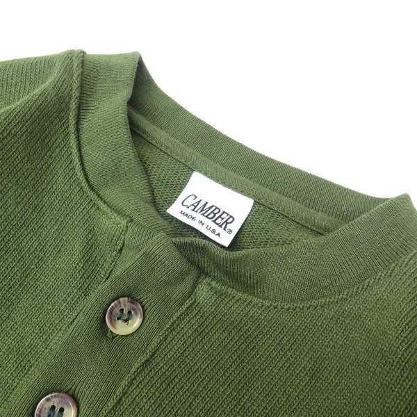画像3: CAMBER (キャンバー) X-TREME WEIGHT JERSEY HENLEY NECK オリーブ (3)