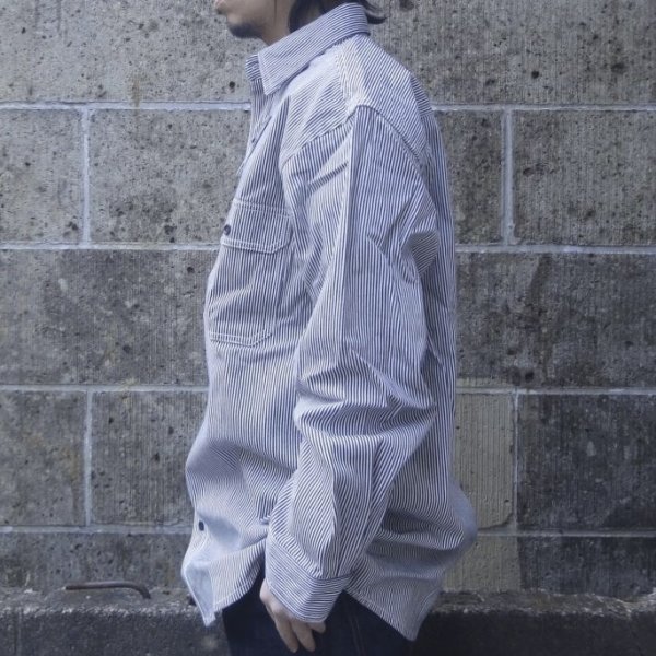 画像8: KEY (キー) Long Sleeve Button Front Logger Shirt ヒッコリーストライプ (8)
