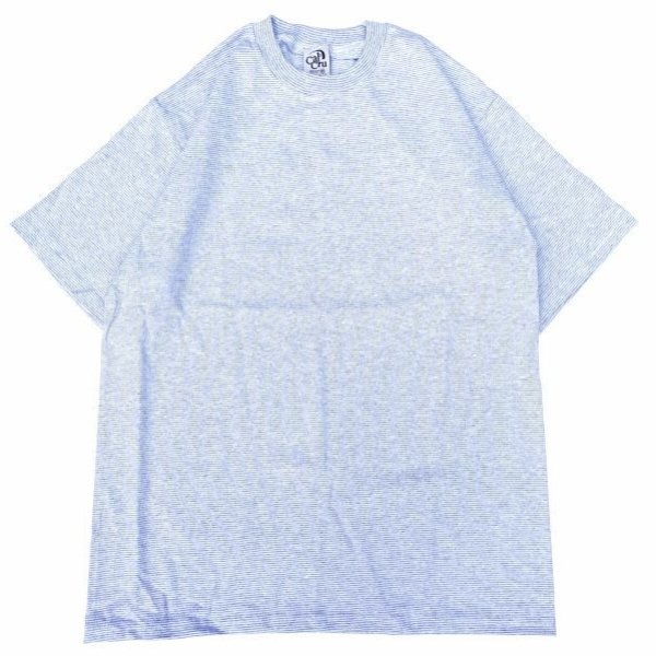 画像1: CalCru (カルクルー) 5.5oz Adult 1/16 microstripe T-shirt アッシュ/ホワイト (1)