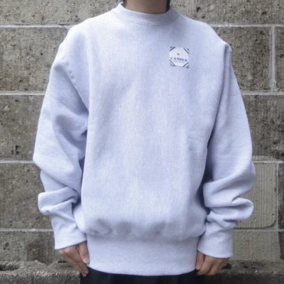 画像1: CAMBER (キャンバー) CROSS KNIT CREW NECK グレー