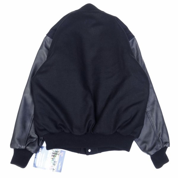 画像2: GAME SPORTSWEAR (ゲームスポーツウェア) Varsity Wool Leather Jacket ブラック×ブラック (2)