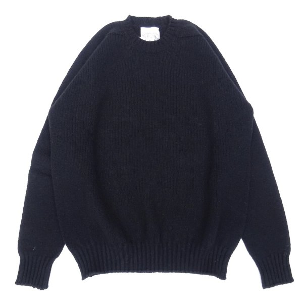 画像1: Jamieson’s (ジャミーソンズ) Plain Saddle Shoulder crew neck ブラック (1)