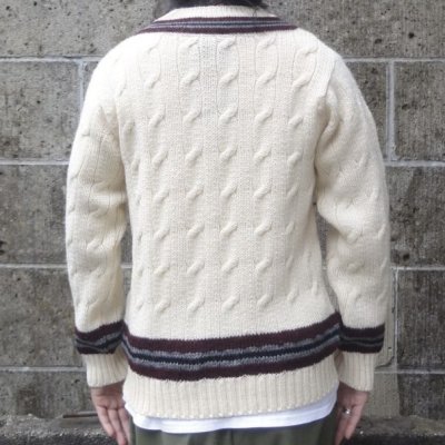 画像3: DULYN KNITWEAR (デュリンニットウェア) CRIKET P/O SWEATER アラン/バーガンディー/グレー
