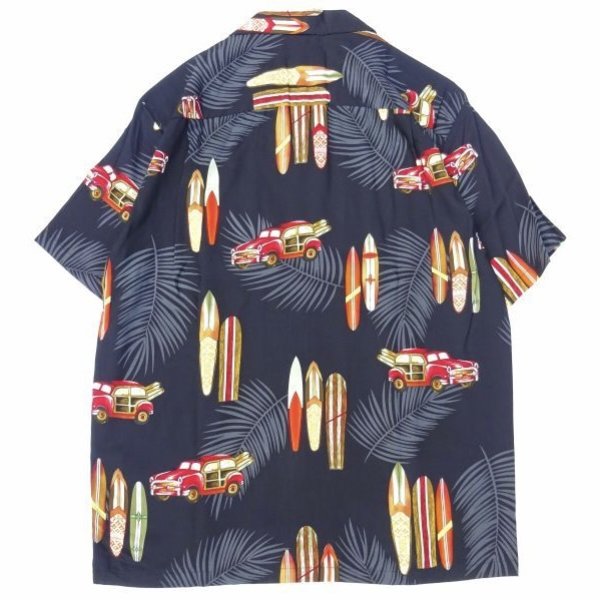 画像2: TWO PALMS (トゥーパームス) S/S Hawaiian Shirt / Rayon WOODY ブラック (2)