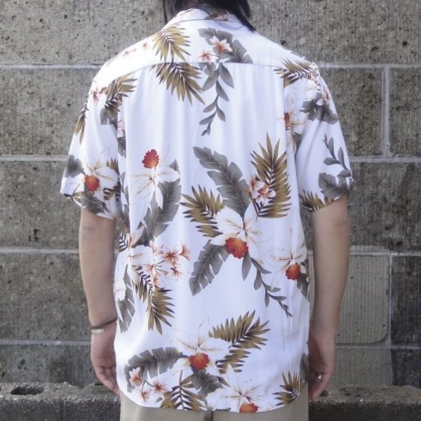 画像6: TWO PALMS (トゥーパームス) S/S Hawaiian Shirt HAWAIIAN ORCHID ホワイト (6)