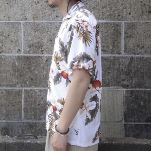 画像5: TWO PALMS (トゥーパームス) S/S Hawaiian Shirt HAWAIIAN ORCHID ホワイト (5)