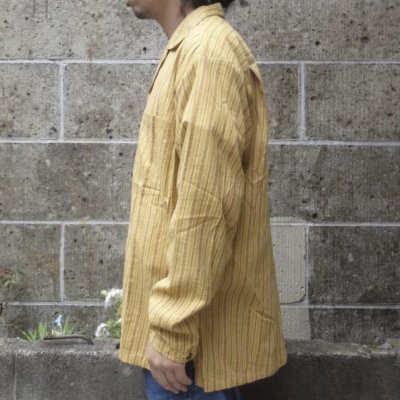 画像2: TWO PALMS (トゥーパームス) L/S with side slit ロバートカフマン ファブリック / Ponderosa plaids オークル ”SAMPLE”
