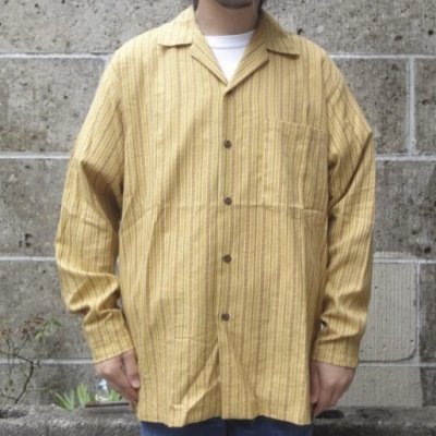 画像1: TWO PALMS (トゥーパームス) L/S with side slit ロバートカフマン ファブリック / Ponderosa plaids オークル ”SAMPLE”