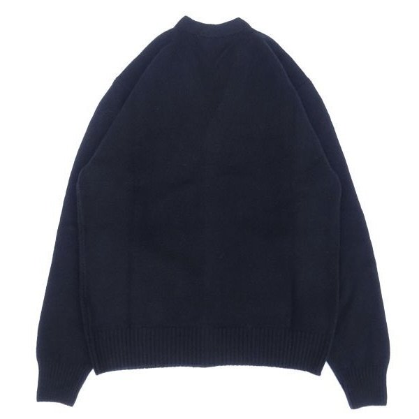 画像2: Mars Knitwear (マーズニットウェア) LAMBSWOOL V-NECK 2PKT CARDIGAN ブラック (2)