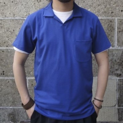 画像1: UNIVERSAL WORKS (ユニバーサルワークス) PIQUET SHIRTS FINE PIQUET ロイヤルブルー