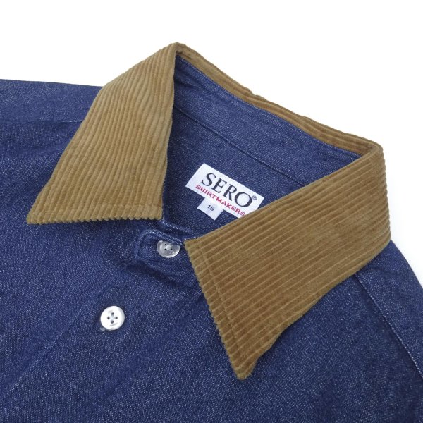 画像3: SERO (セロ) LONG SLEEVE DOUBLE POCKET SHIRT DENIM&CORDUROY インディゴ (3)