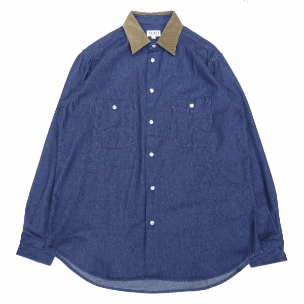画像1: SERO (セロ) LONG SLEEVE DOUBLE POCKET SHIRT DENIM&CORDUROY インディゴ (1)