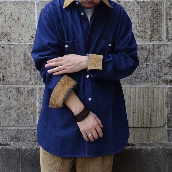 画像10: SERO (セロ) LONG SLEEVE DOUBLE POCKET SHIRT DENIM&CORDUROY インディゴ (10)