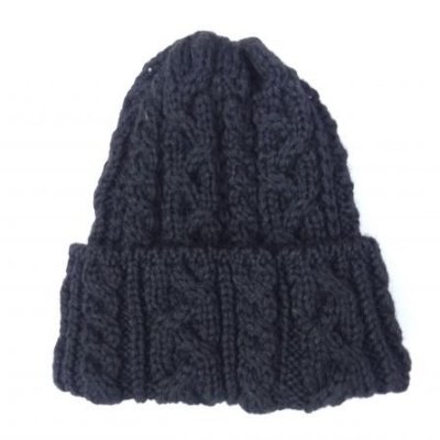 画像1: HIGHLAND 2000 (ハイランド 2000) 100%BRITISH WOOL BOBCAP ブラック