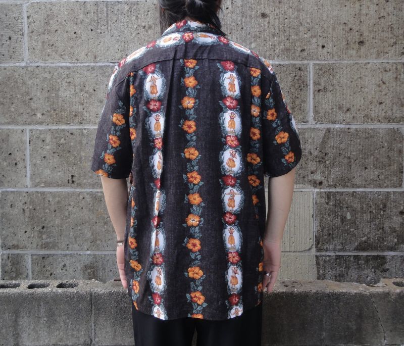 TWO PALMS (トゥーパームス) S/S Hawaiian Shirt Hula Dolls ブラック