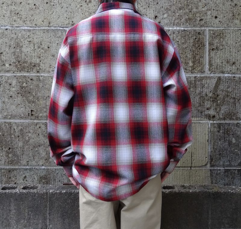 CalTop (キャルトップ) OMBRE CHECK L/S SHIRTS レッド/ホワイト 通販