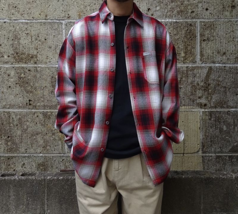 CalTop (キャルトップ) OMBRE CHECK L/S SHIRTS レッド/ホワイト 通販 